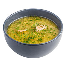 Das Bild zeigt auf weißem Hintergrund: Fischbrühe